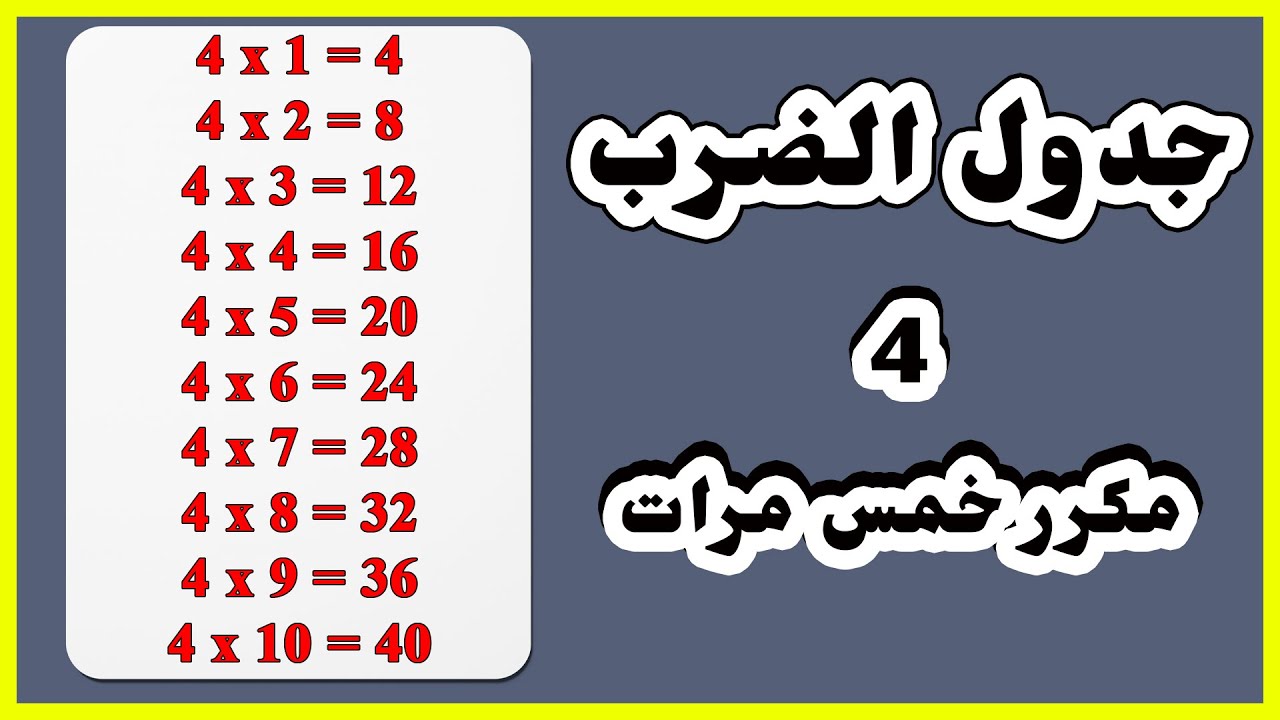 جدول الضرب 4 وكيف يمكن حفظ جدول الضرب؟