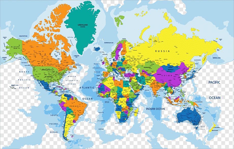 خريطة العالم ملونة وما هي انواع الخرائط